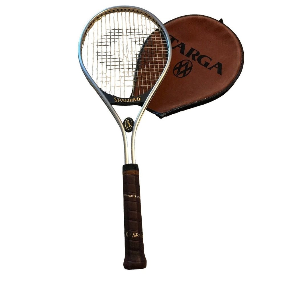 Spalding Targa Tennis Sport Racket & Brown Cover 4L Aluminum Alloy Frame Vintage